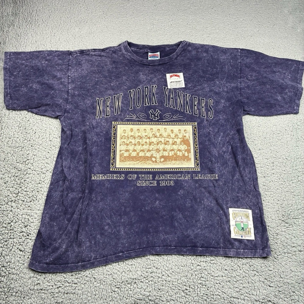Vintage New York Yankees T-Shirt Men's XL Nutmeg Mills Acid Wash USA MLB NOS